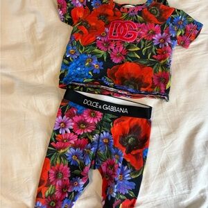 Dolce & Gabbana Black and Red Floral Set Vibrant Design